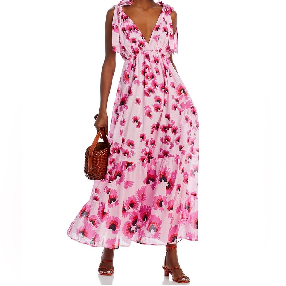 Banjanan Cosmos Floral Mix Cotton Voile Maxi Dress In Pink, Nwt, Size Xxl